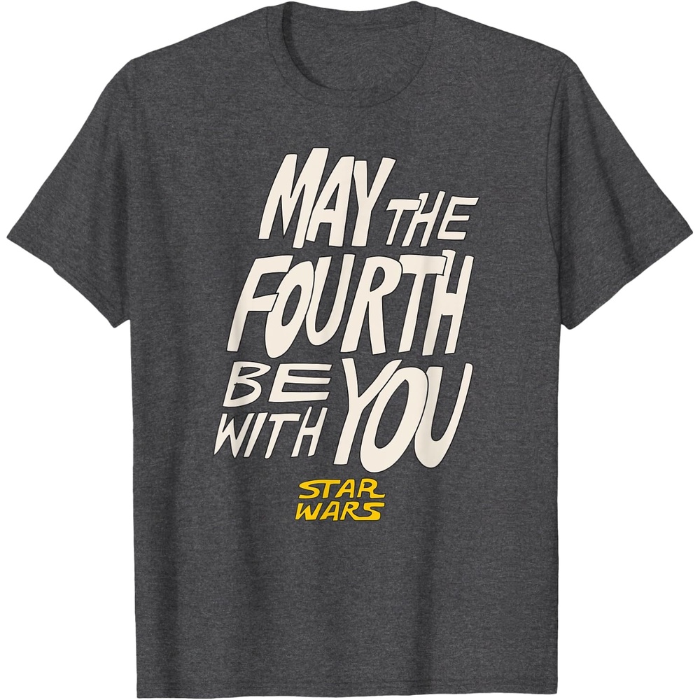 image:imageAmazon Essentials Mens May the Fourth Be With You HandDrawn Letters TShirt Black SmallDark Heather Grey