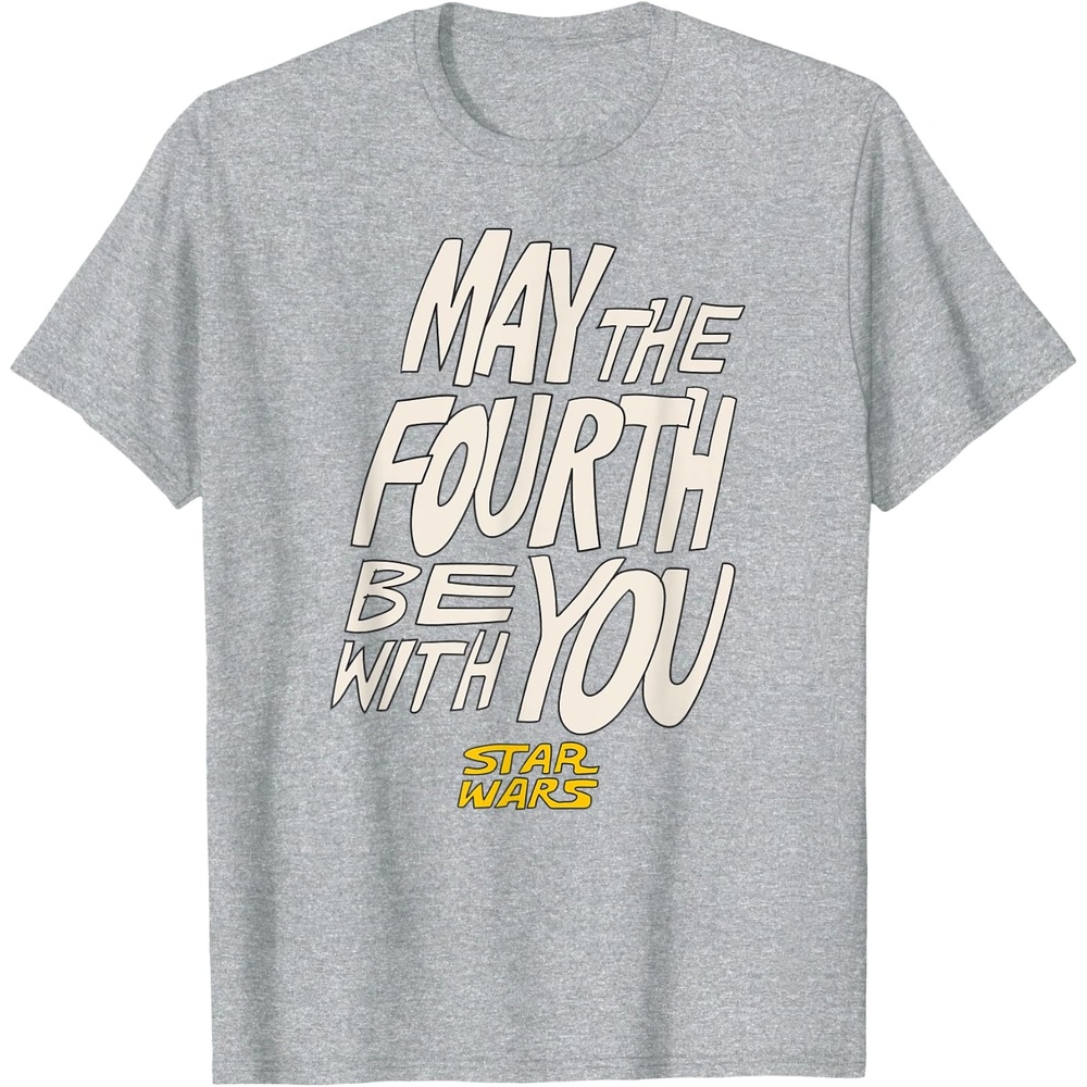 image:imageAmazon Essentials Mens May the Fourth Be With You HandDrawn Letters TShirt Black SmallHeather Grey