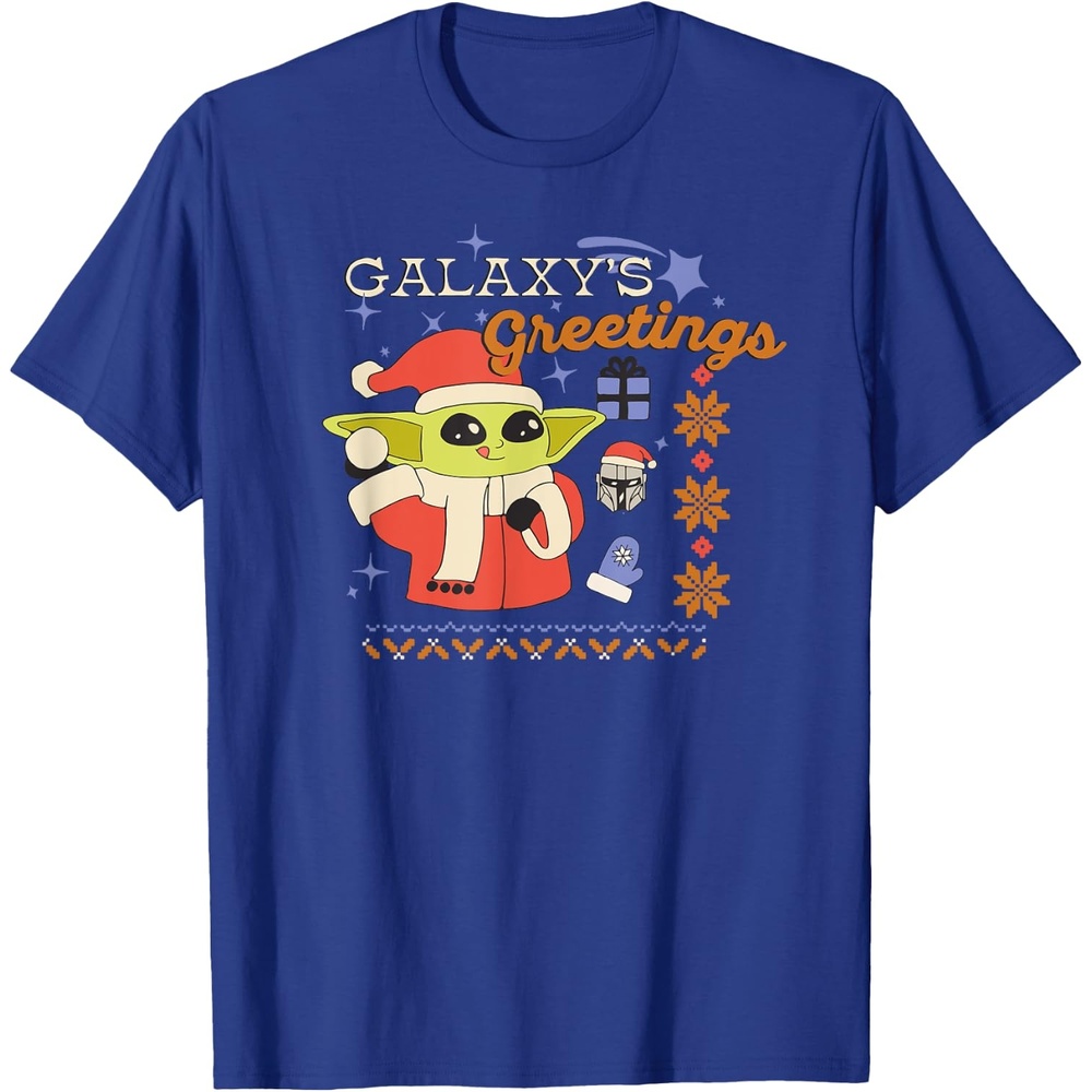 image:imageAmazon Essentials Mens The Mandalorian Grogu Christmas Holiday Galaxys Greetings TShirt Black Graphic Print SmallRoyal Blue