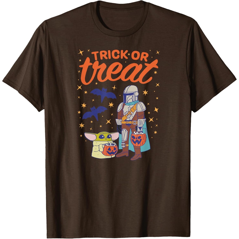 image:imageAmazon Essentials Mens The Mandalorian Grogu Halloween Trick or Treat TShirt Black Graphic Print SmallBrown