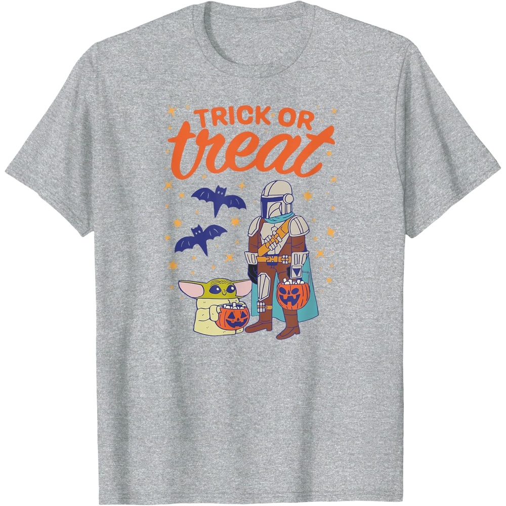 image:imageAmazon Essentials Mens The Mandalorian Grogu Halloween Trick or Treat TShirt Black Graphic Print SmallHeather Grey