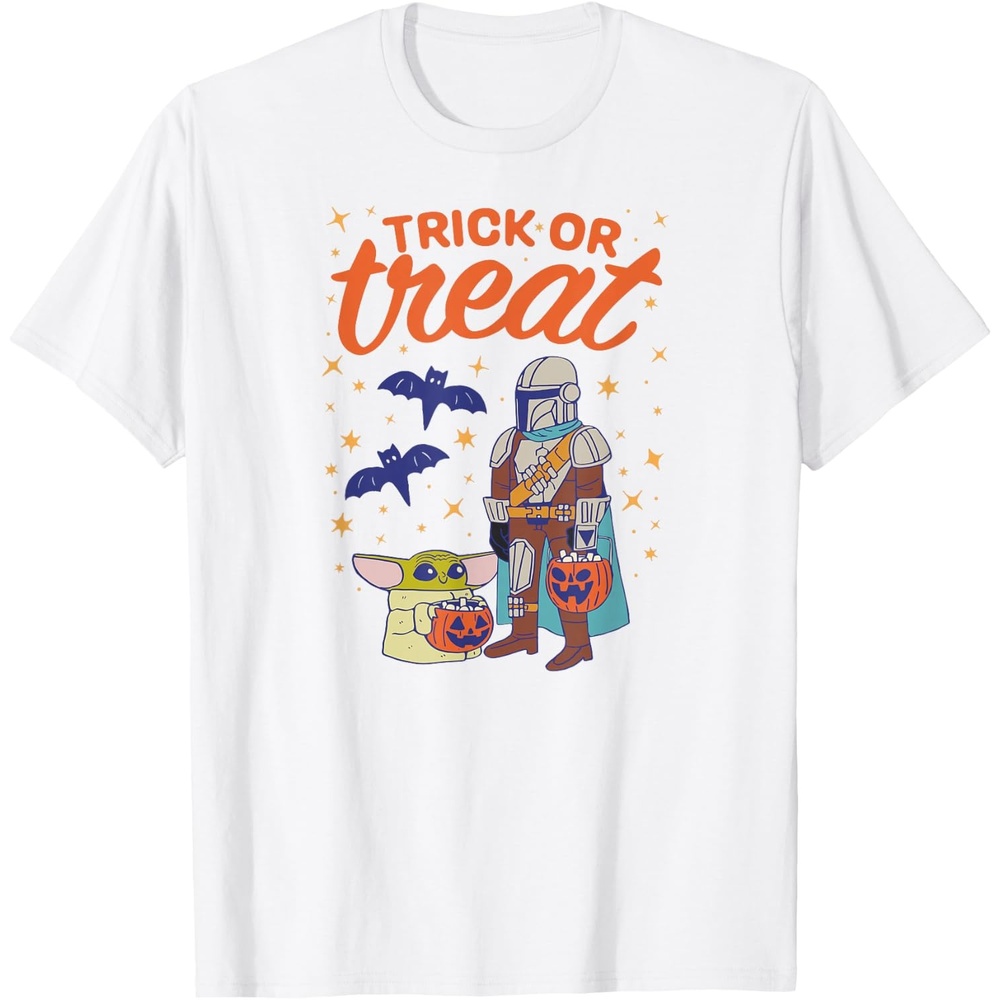 image:imageAmazon Essentials Mens The Mandalorian Grogu Halloween Trick or Treat TShirt Black Graphic Print SmallWhite