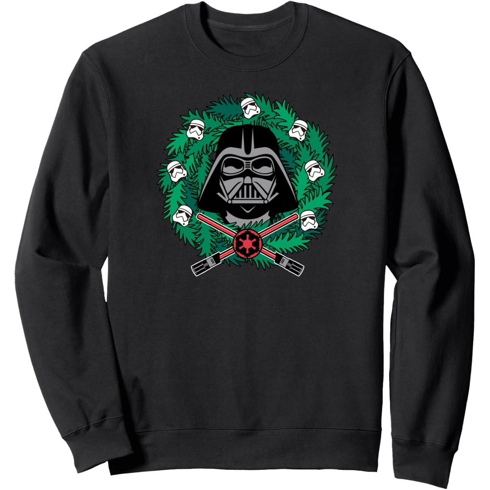 image:imageAmazon Essentials Star Wars Darth Vader Helmet Holiday Christmas Wreath SweatshirtBlack
