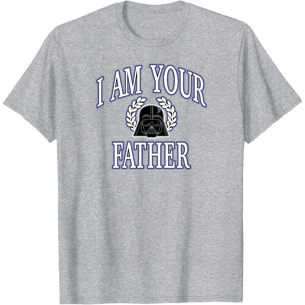 image:imageAmazon Essentials Star Wars Mens Darth Vader I Am Your Father Collegiate Crest TShirt Black SmallHeather Grey