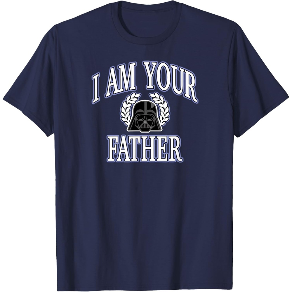 image:imageAmazon Essentials Star Wars Mens Darth Vader I Am Your Father Collegiate Crest TShirt Black SmallNavy Blue