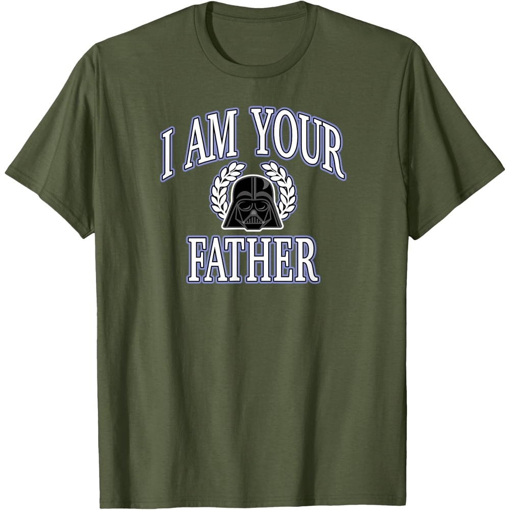 image:imageAmazon Essentials Star Wars Mens Darth Vader I Am Your Father Collegiate Crest TShirt Black SmallOlive Green