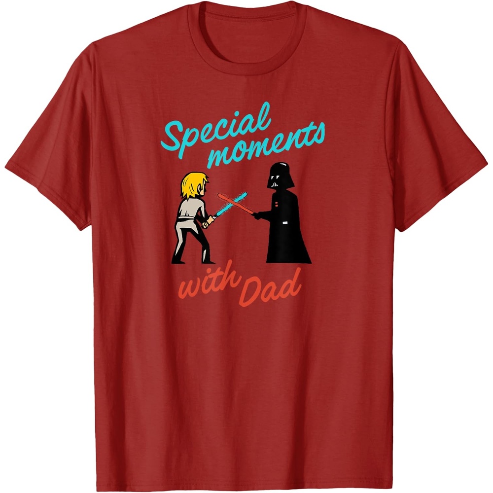 image:imageAmazon Essentials Star Wars Mens Darth Vader and Luke Special Moments with Dad TShirt Grey SmallCranberry Red