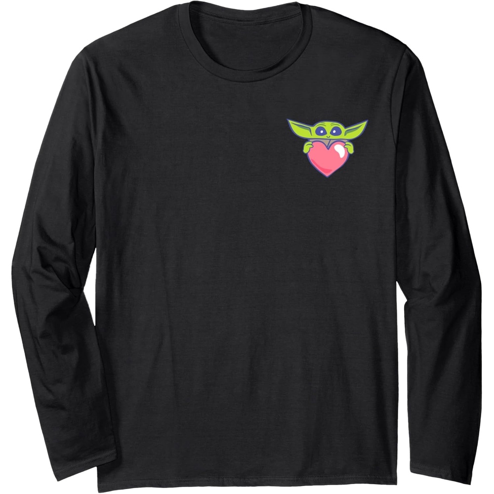 image:imageAmazon Essentials The Mandalorian Grogu Holding a Valentines Heart Long Sleeve TShirtBlack