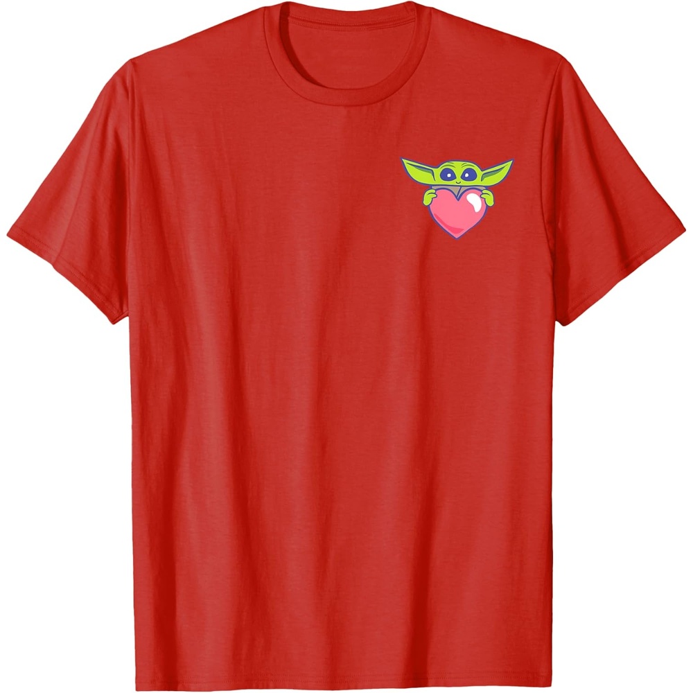image:imageAmazon Essentials The Mandalorian Grogu Holding a Valentines Heart TShirtRed