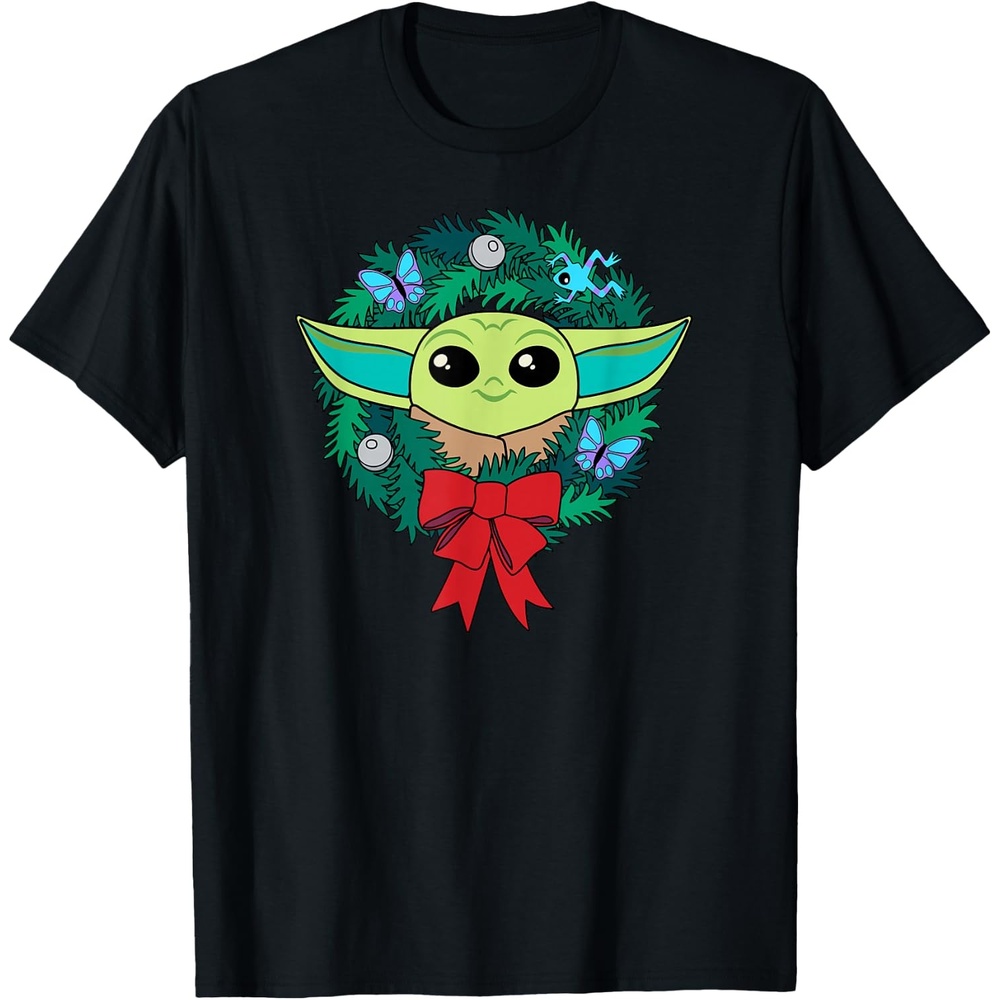 image:imageAmazon Essentials The Mandalorian Grogu Holiday Christmas Wreath TShirtBlack