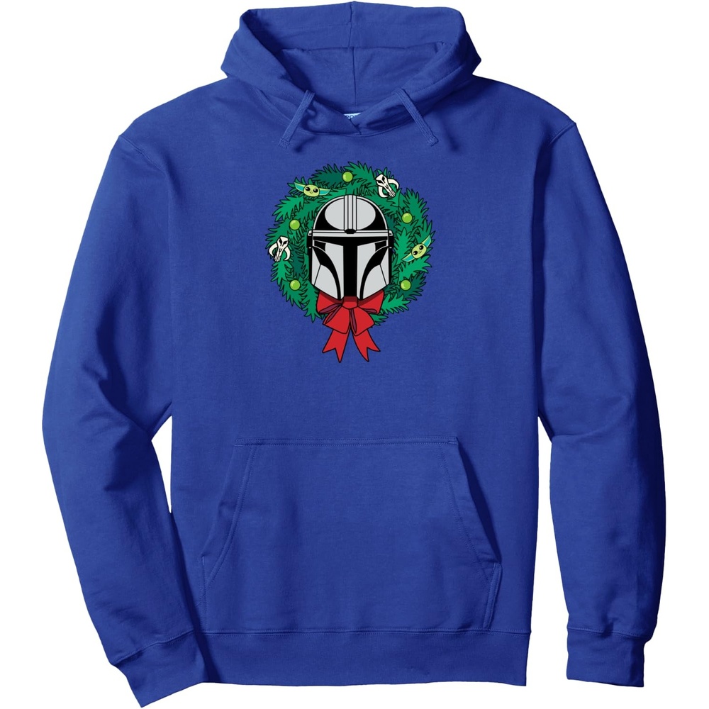 image:imageAmazon Essentials The Mandalorian Helmet Holiday Christmas Wreath Pullover HoodieRoyal Blue