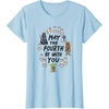 Amazon Essentials Boys’ May the Fourth Be With You Doodle Characters T-Shirt, White, Small(Baby Blue)