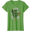 Amazon Essentials Boys’ May the Fourth Be With You Doodle Characters T-Shirt, White, Small(Grass Green)