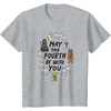 Amazon Essentials Boys’ May the Fourth Be With You Doodle Characters T-Shirt, White, Small(Heather Grey)