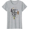 Amazon Essentials Boys’ May the Fourth Be With You Doodle Characters T-Shirt, White, Small(Heather Grey)