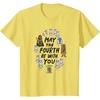 Amazon Essentials Boys’ May the Fourth Be With You Doodle Characters T-Shirt, White, Small(Lemon Yellow)
