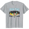 Amazon Essentials Boys’ May the Fourth Be With You Multi Color T-Shirt, Blue, Small(Heather Grey)