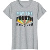 Amazon Essentials Boys’ May the Fourth Be With You Multi Color T-Shirt, Blue, Small(Heather Grey)