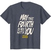 Amazon Essentials Men’s May the Fourth Be With You Hand-Drawn Letters T-Shirt, Black, Small(Heather Blue)