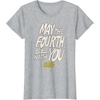 Amazon Essentials Men’s May the Fourth Be With You Hand-Drawn Letters T-Shirt, Black, Small(Heather Grey)