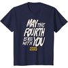 Amazon Essentials Men’s May the Fourth Be With You Hand-Drawn Letters T-Shirt, Black, Small(Navy Blue)