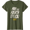 Amazon Essentials Men’s May the Fourth Be With You Hand-Drawn Letters T-Shirt, Black, Small(Olive Green)