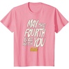 Amazon Essentials Men’s May the Fourth Be With You Hand-Drawn Letters T-Shirt, Black, Small(Pink)