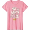 Amazon Essentials Men’s May the Fourth Be With You Hand-Drawn Letters T-Shirt, Black, Small(Pink)