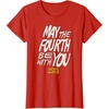 Amazon Essentials Men’s May the Fourth Be With You Hand-Drawn Letters T-Shirt, Black, Small(Red)