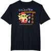 Amazon Essentials Men’s The Mandalorian Grogu Christmas Holiday Galaxy’s Greetings T-Shirt, Black Graphic Print, Small(Black)