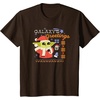 Amazon Essentials Men’s The Mandalorian Grogu Christmas Holiday Galaxy’s Greetings T-Shirt, Black Graphic Print, Small(Brown)