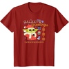 Amazon Essentials Men’s The Mandalorian Grogu Christmas Holiday Galaxy’s Greetings T-Shirt, Black Graphic Print, Small(Cranberry Red)