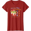 Amazon Essentials Men’s The Mandalorian Grogu Christmas Holiday Galaxy’s Greetings T-Shirt, Black Graphic Print, Small(Cranberry Red)