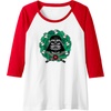 Amazon Essentials Star Wars Darth Vader Helmet Holiday Christmas Wreath Raglan Baseball Tee(Red/White)