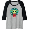 Amazon Essentials The Mandalorian Grogu Holiday Christmas Wreath Raglan Baseball Tee(Black/Athletic Heather)