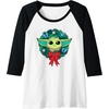 Amazon Essentials The Mandalorian Grogu Holiday Christmas Wreath Raglan Baseball Tee(Black/White)