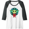 Amazon Essentials The Mandalorian Grogu Holiday Christmas Wreath Raglan Baseball Tee(Dark Heather Grey/White)