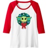 Amazon Essentials The Mandalorian Grogu Holiday Christmas Wreath Raglan Baseball Tee(Red/White)