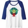 Amazon Essentials The Mandalorian Grogu Holiday Christmas Wreath Raglan Baseball Tee(Royal Blue/White)