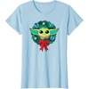 Amazon Essentials The Mandalorian Grogu Holiday Christmas Wreath T-Shirt(Baby Blue)