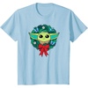 Amazon Essentials The Mandalorian Grogu Holiday Christmas Wreath T-Shirt(Baby Blue)