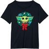 Amazon Essentials The Mandalorian Grogu Holiday Christmas Wreath T-Shirt(Black)