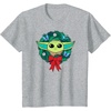 Amazon Essentials The Mandalorian Grogu Holiday Christmas Wreath T-Shirt(Heather Grey)