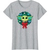 Amazon Essentials The Mandalorian Grogu Holiday Christmas Wreath T-Shirt(Heather Grey)