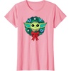Amazon Essentials The Mandalorian Grogu Holiday Christmas Wreath T-Shirt(Pink)