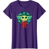 Amazon Essentials The Mandalorian Grogu Holiday Christmas Wreath T-Shirt(Purple)