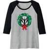 Amazon Essentials The Mandalorian Helmet Holiday Christmas Wreath Raglan Baseball Tee(Black/Athletic Heather)