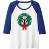 Amazon Essentials The Mandalorian Helmet Holiday Christmas Wreath Raglan Baseball Tee(Royal Blue/White)