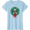 Amazon Essentials The Mandalorian Helmet Holiday Christmas Wreath T-Shirt(Baby Blue)
