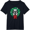 Amazon Essentials The Mandalorian Helmet Holiday Christmas Wreath T-Shirt(Black)